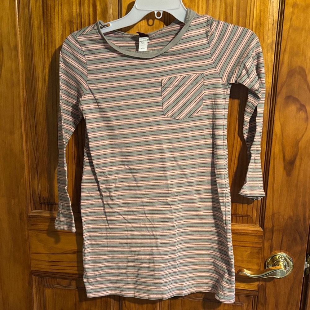 Tea Collection Striped Kids Dress - Pink and Gray